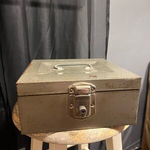 Vintage Metal Storage Cash Box - Gray